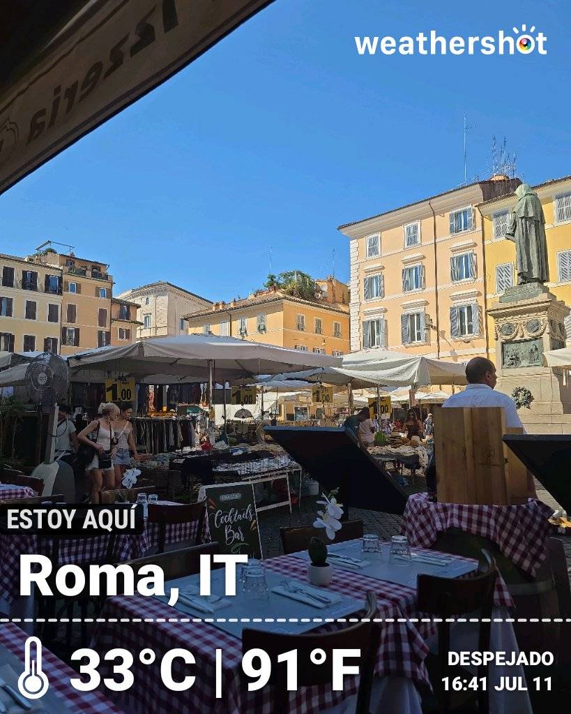 Sunny weather in Roma, 33°C — July 11, 2026 (community photo)
