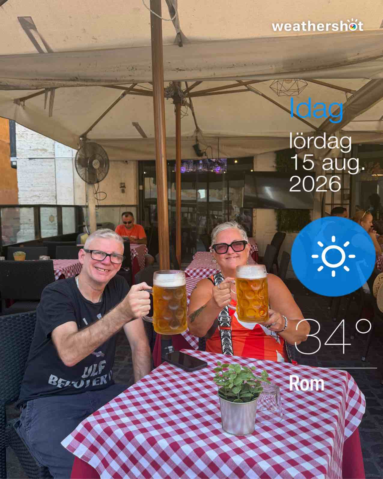 Clear weather in Roma, 34°C — August 15, 2026 (community photo)