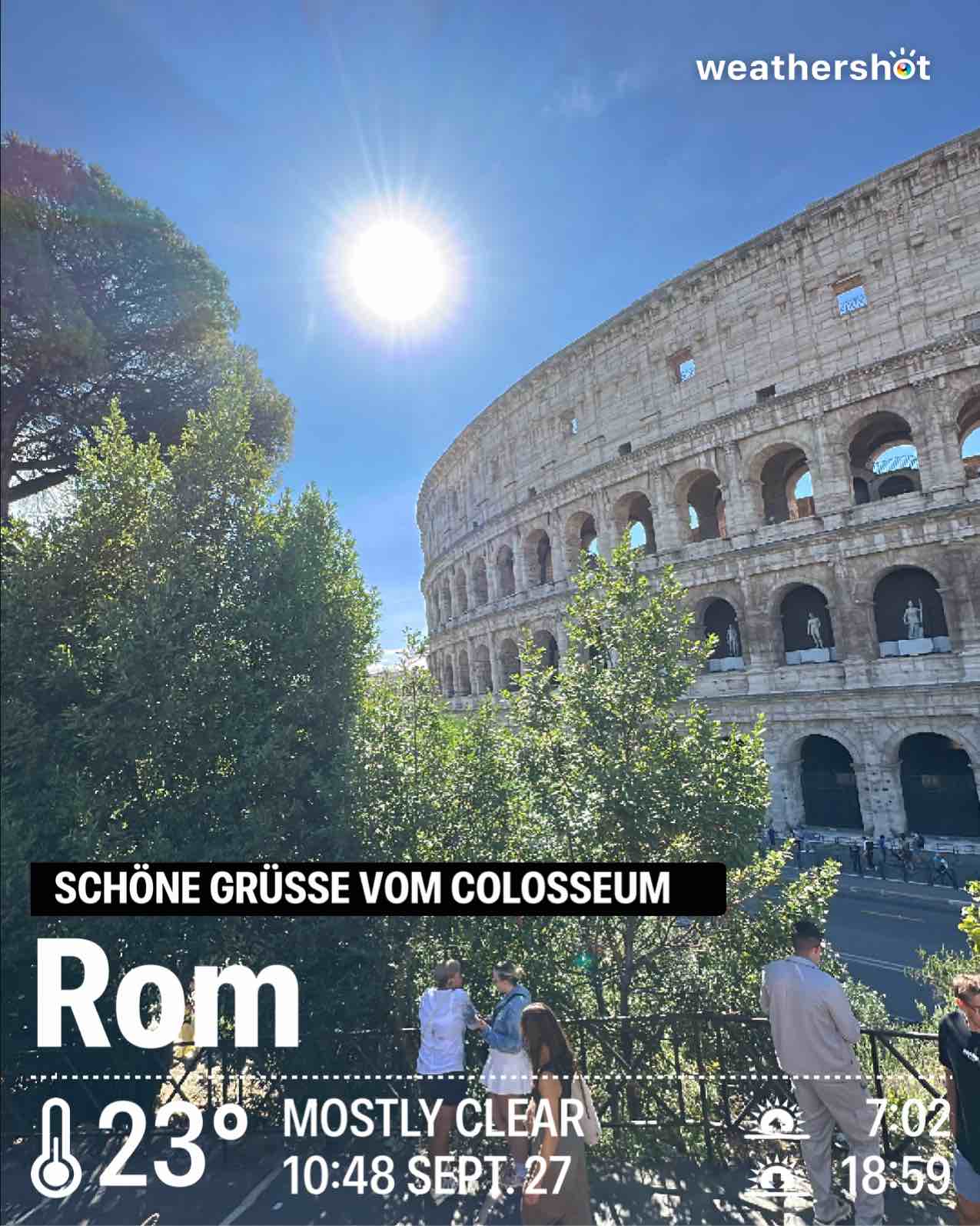 Partly cloudy weather in Roma, 19°C — September 27, 2026 (community photo)