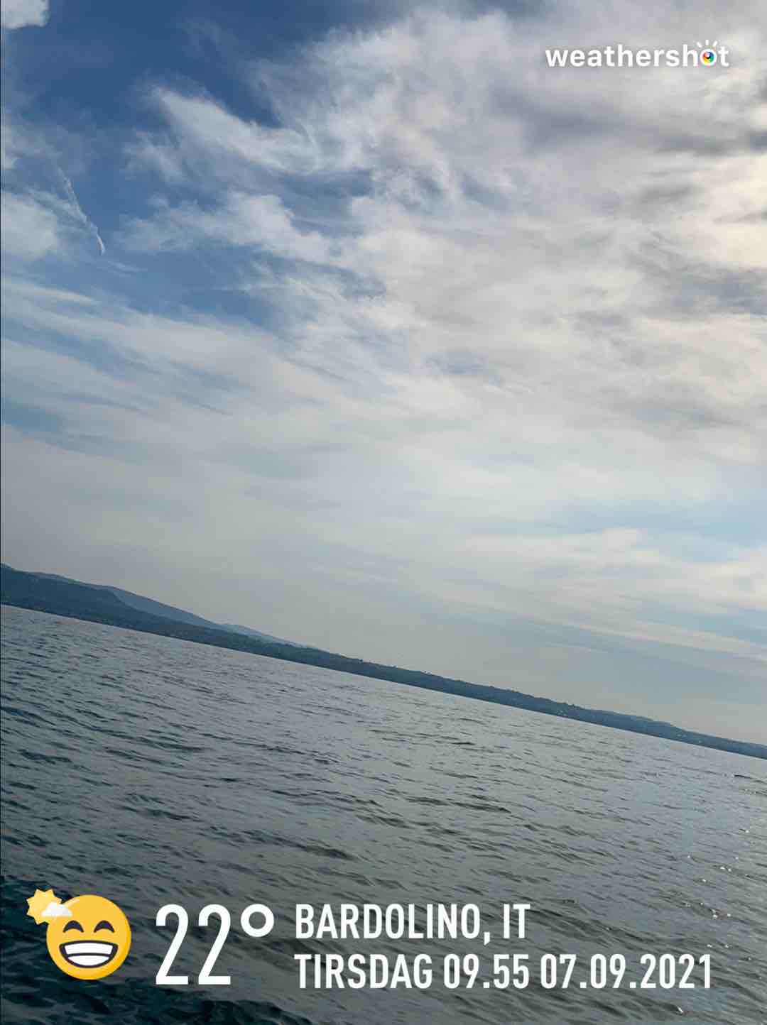 Partly cloudy weather in Province of Verona, 22°C — September 7, 2021 (community photo)