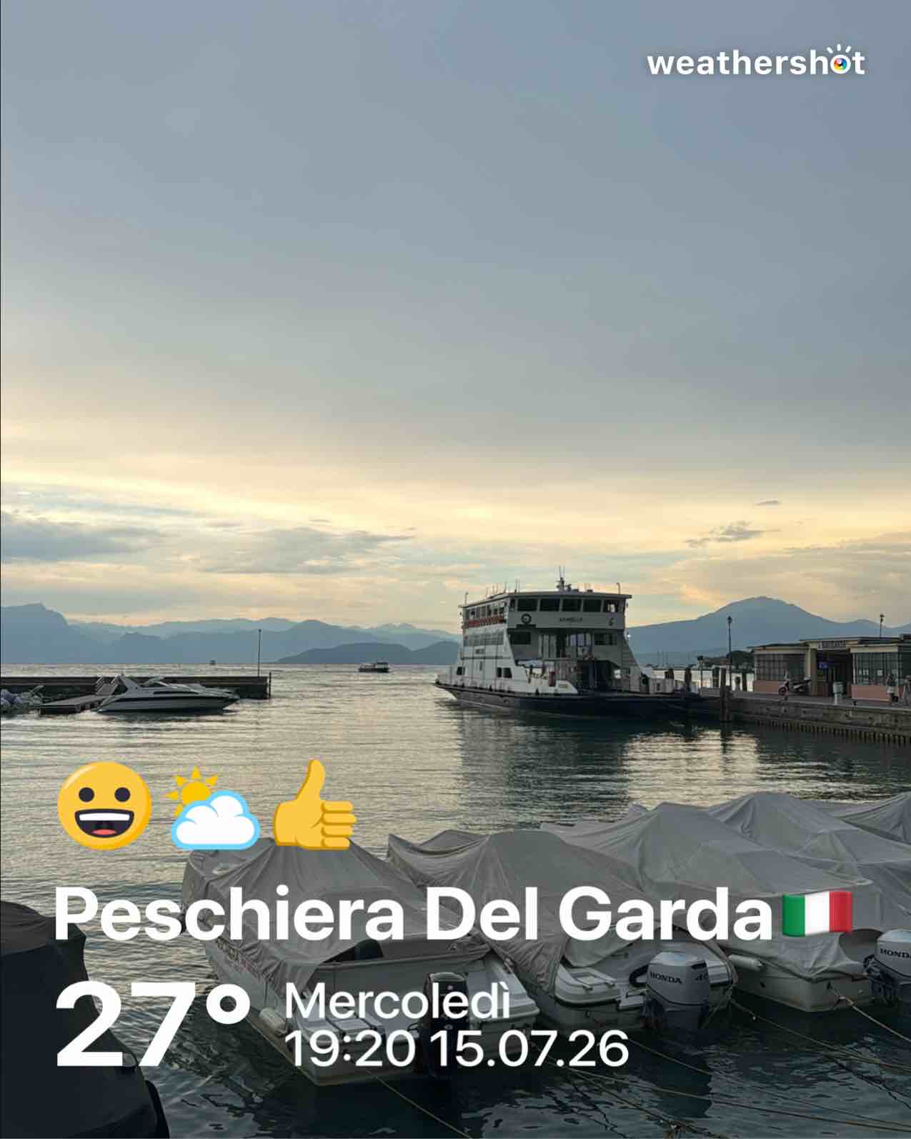 Partly cloudy weather in Peschiera del Garda, 27°C — July 15, 2026 (community photo)