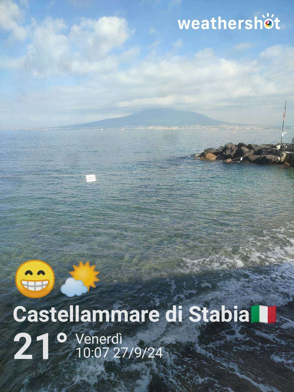 Partly cloudy weather in Castellammare di Stabia, 21°C — September 27, 2024 (community photo)