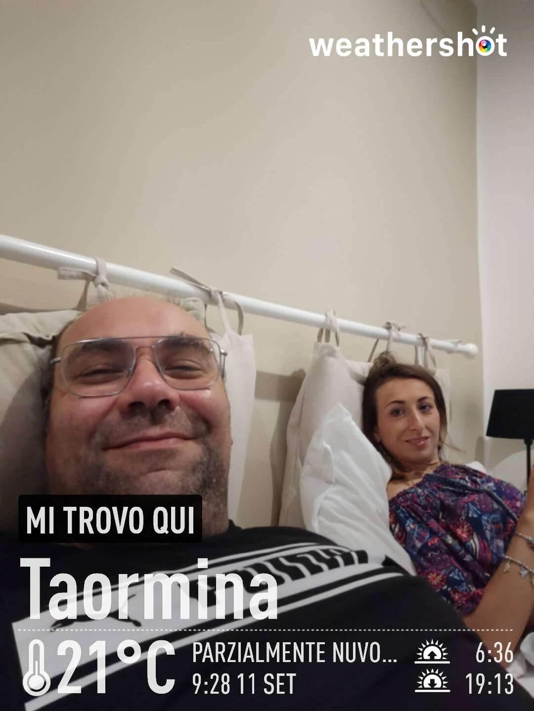 Partly cloudy weather in Taormina, 21°C — September 11, 2021 (community photo)