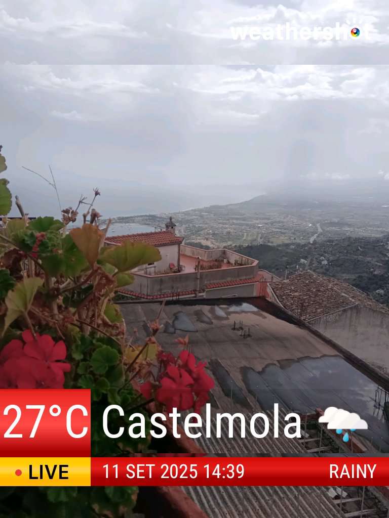 Weather in Castelmola, 25°C — September 11, 2025 (community photo)