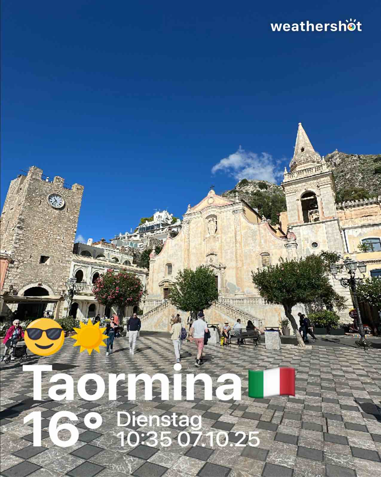 Clear weather in Taormina, 16°C — October 7, 2025 (community photo)
