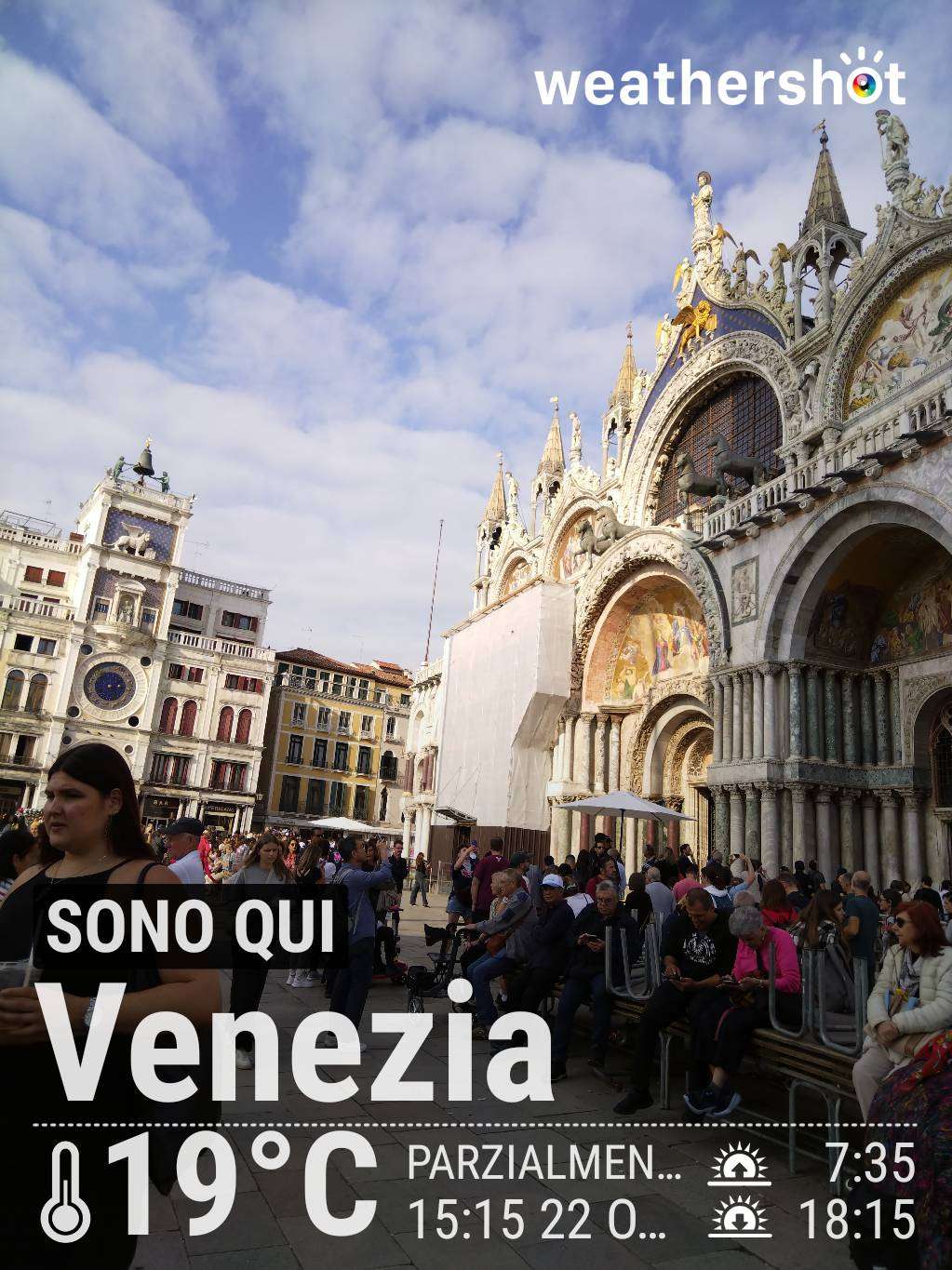 Partly cloudy weather in Venice, 19°C — October 22, 2024 (community photo)