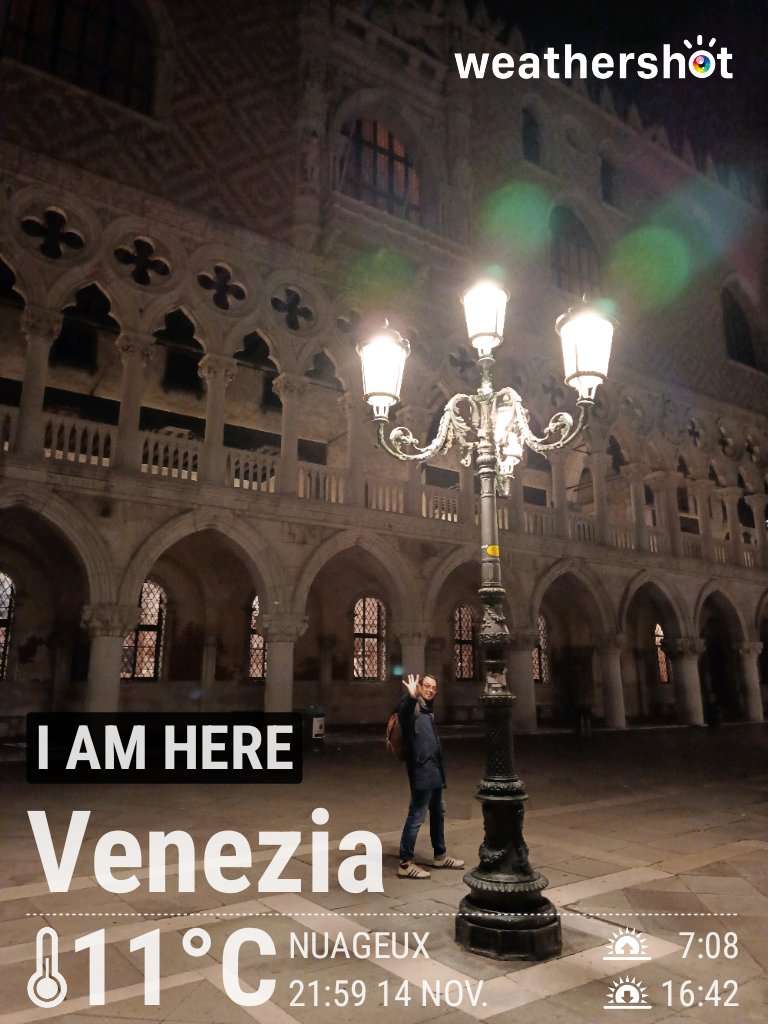 Cloudy night weather in Venice, 11°C — November 14, 2025 (community photo)