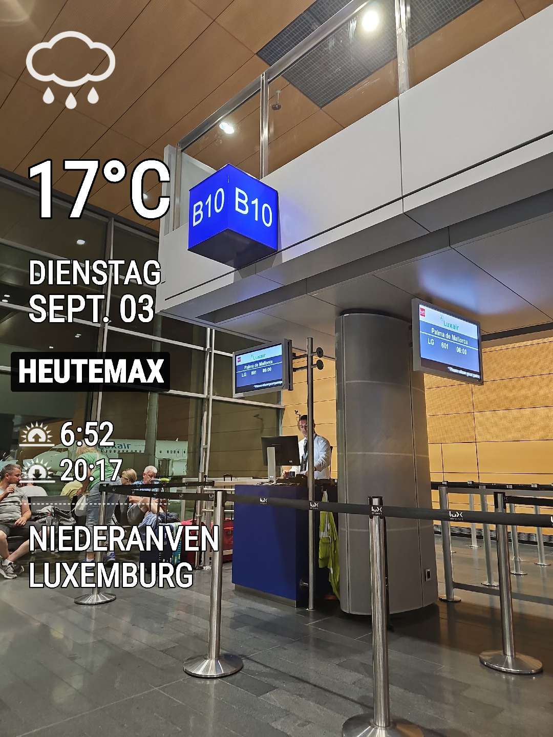 Rainy night weather in Niederanven, 17°C — September 3, 2024 (community photo)