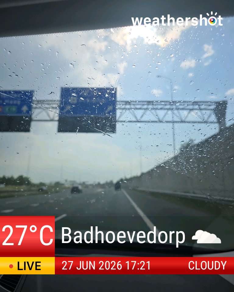 Cloudy weather in Schiphol, 27°C — June 27, 2026 (community photo)
