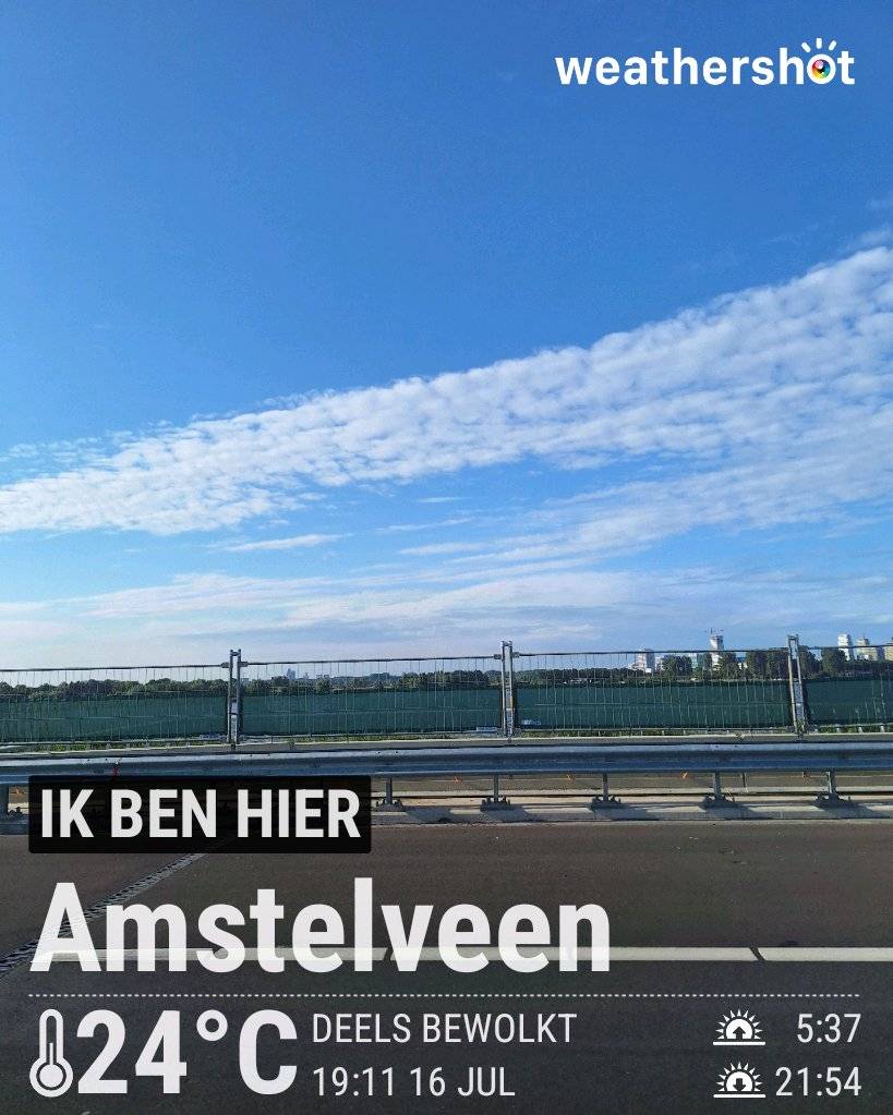 Partly cloudy weather in Amstelveen, 24°C — July 16, 2026 (community photo)