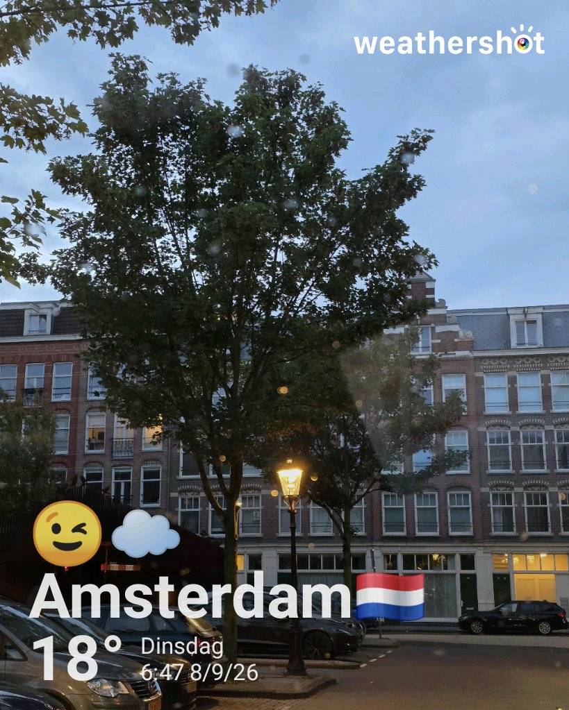 Cloudy night weather in Amsterdam, 18°C — September 8, 2026 (community photo)