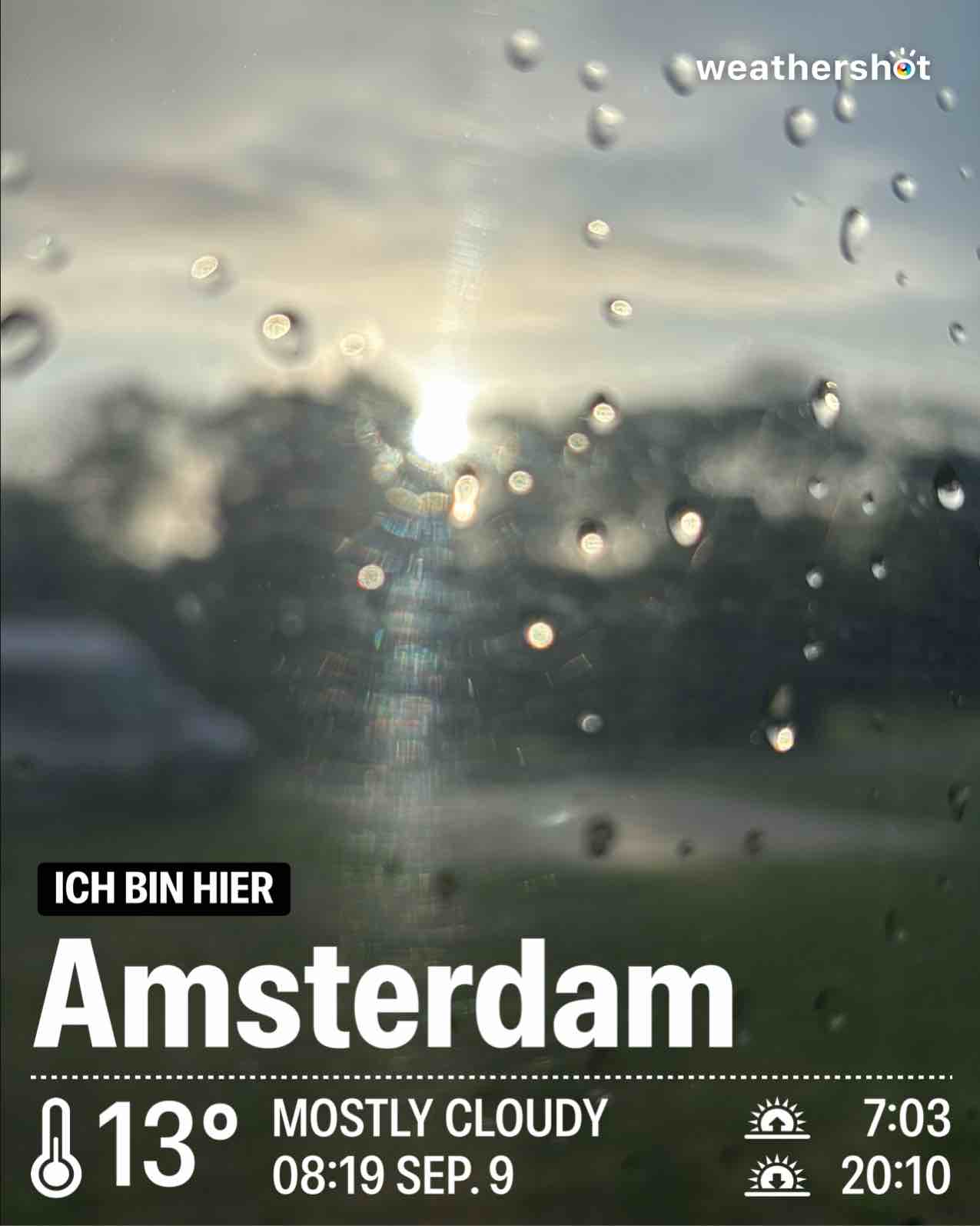 Partly cloudy weather in Amsterdam, 13°C — September 9, 2026 (community photo)