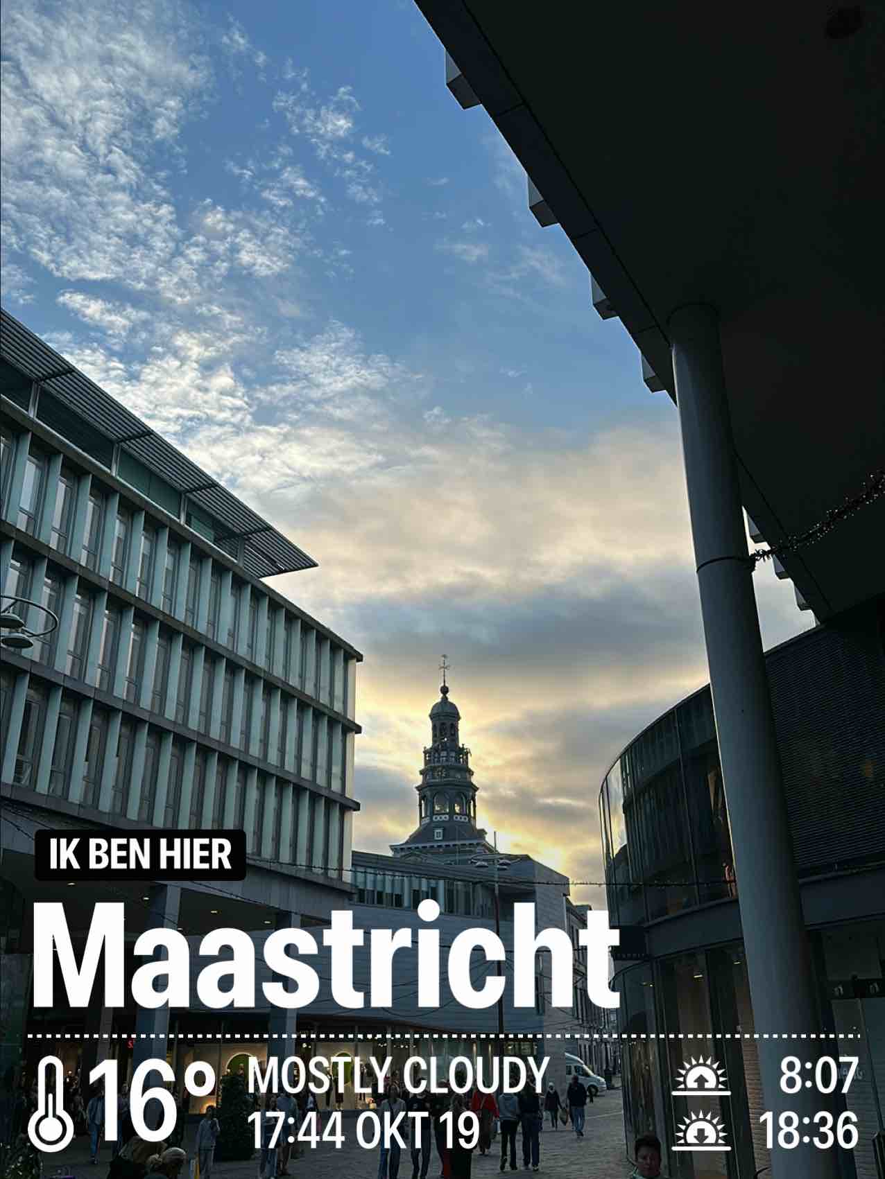 Weather in Maastricht, 16°C — October 19, 2024 (community photo)