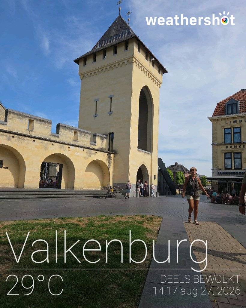 Partly cloudy weather in Valkenburg, 29°C — August 27, 2026 (community photo)