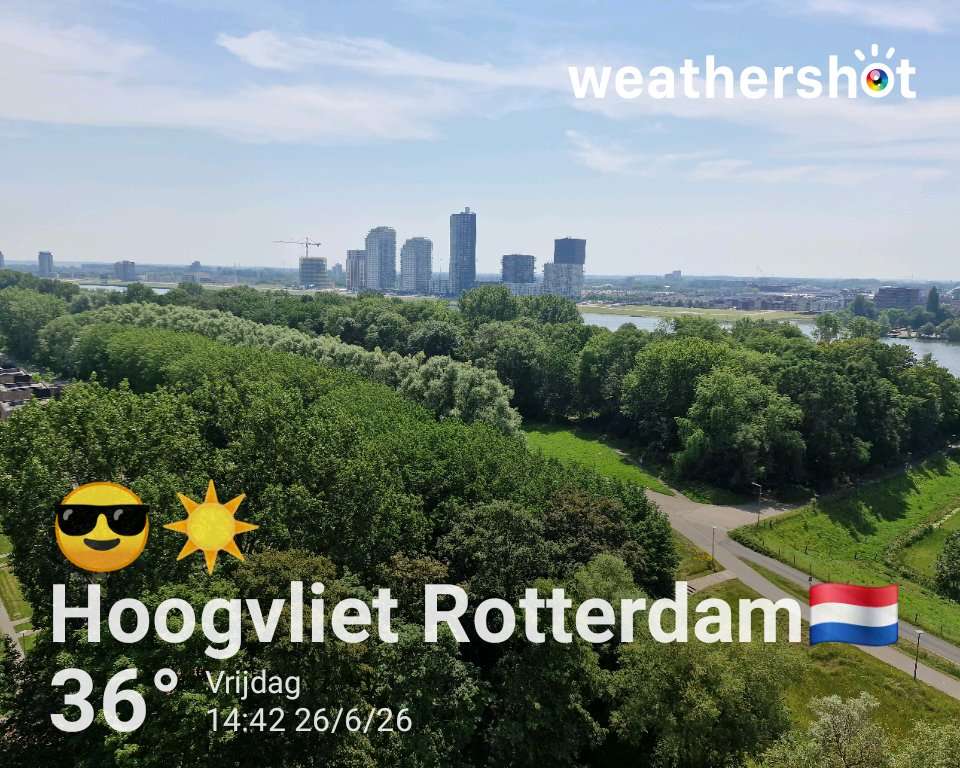Clear weather in Hoogvliet Rotterdam, 36°C — June 26, 2026 (community photo)