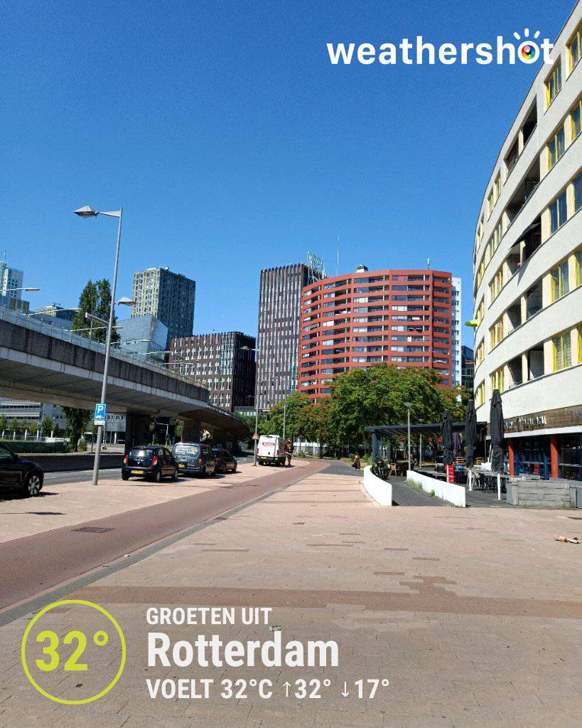 Sunny weather in Rotterdam, 32°C — July 29, 2026 (community photo)