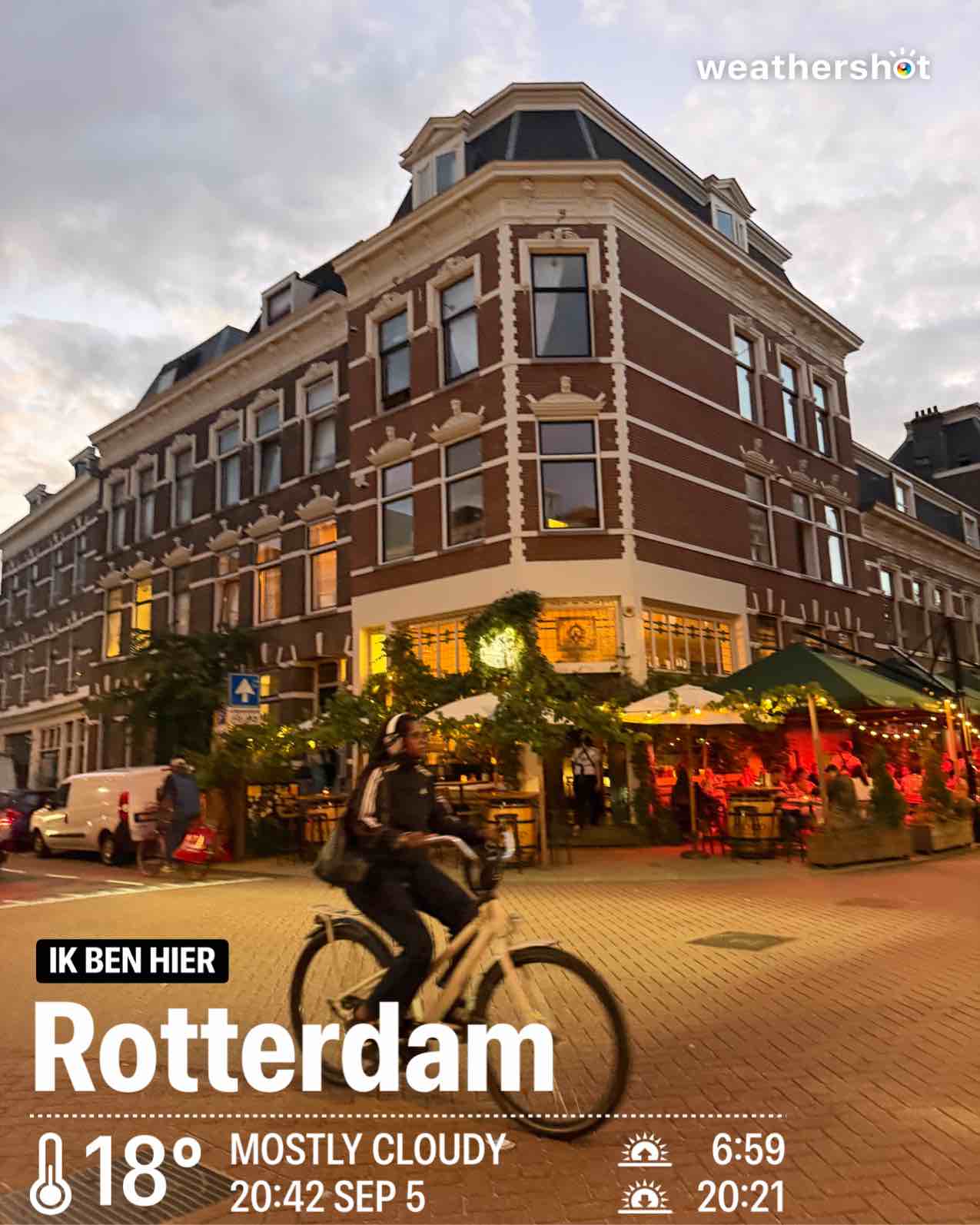 Partly cloudy weather in Rotterdam, 18°C — September 5, 2026 (community photo)