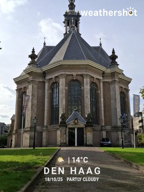 Partly cloudy weather in Den Haag, 14°C — October 18, 2025 (community photo)