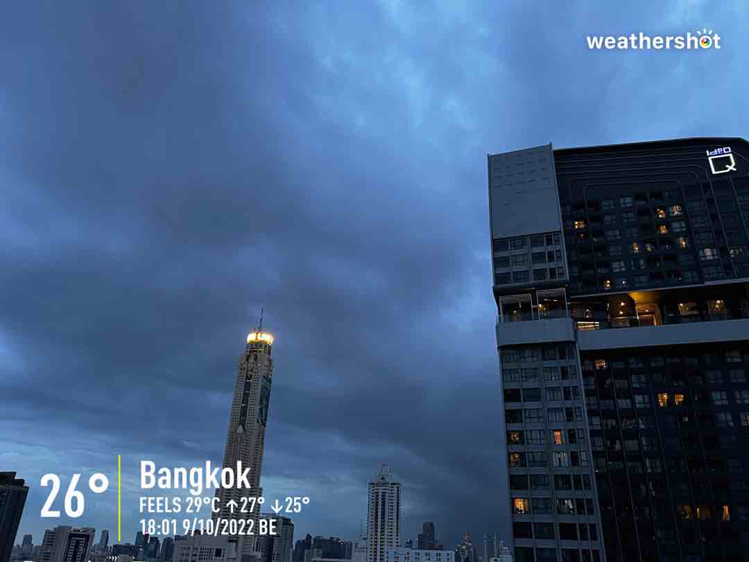 Cloudy weather in Krung Thep Maha Nakhon, 26°C — 9 ตุลาคม 2022 (community photo)