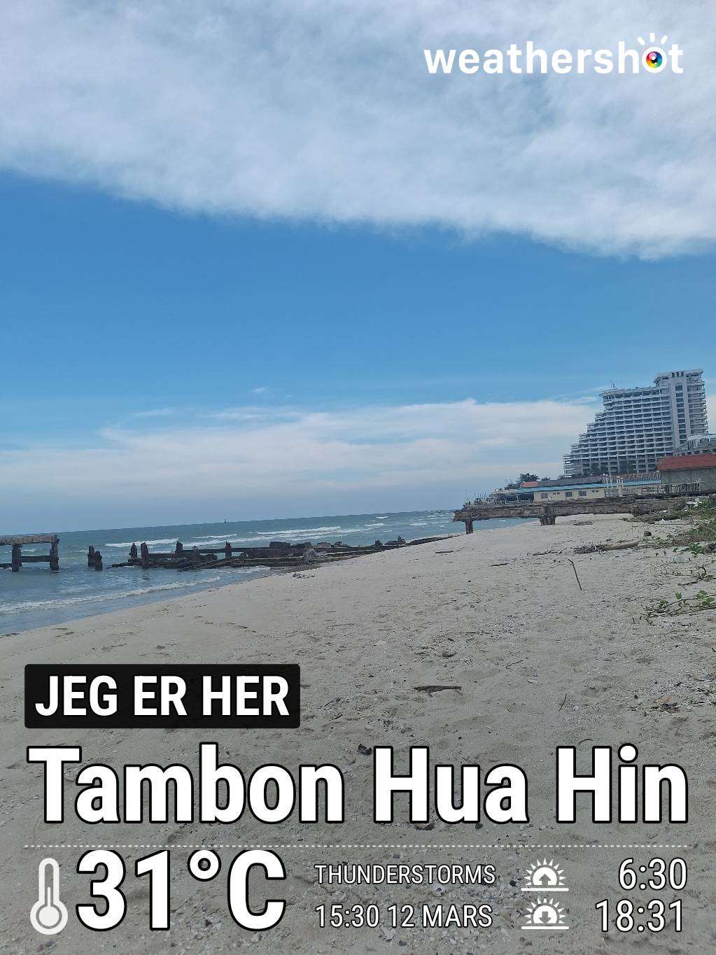 Weather in Hua Hin, 31°C — March 12, 2025 (community photo)