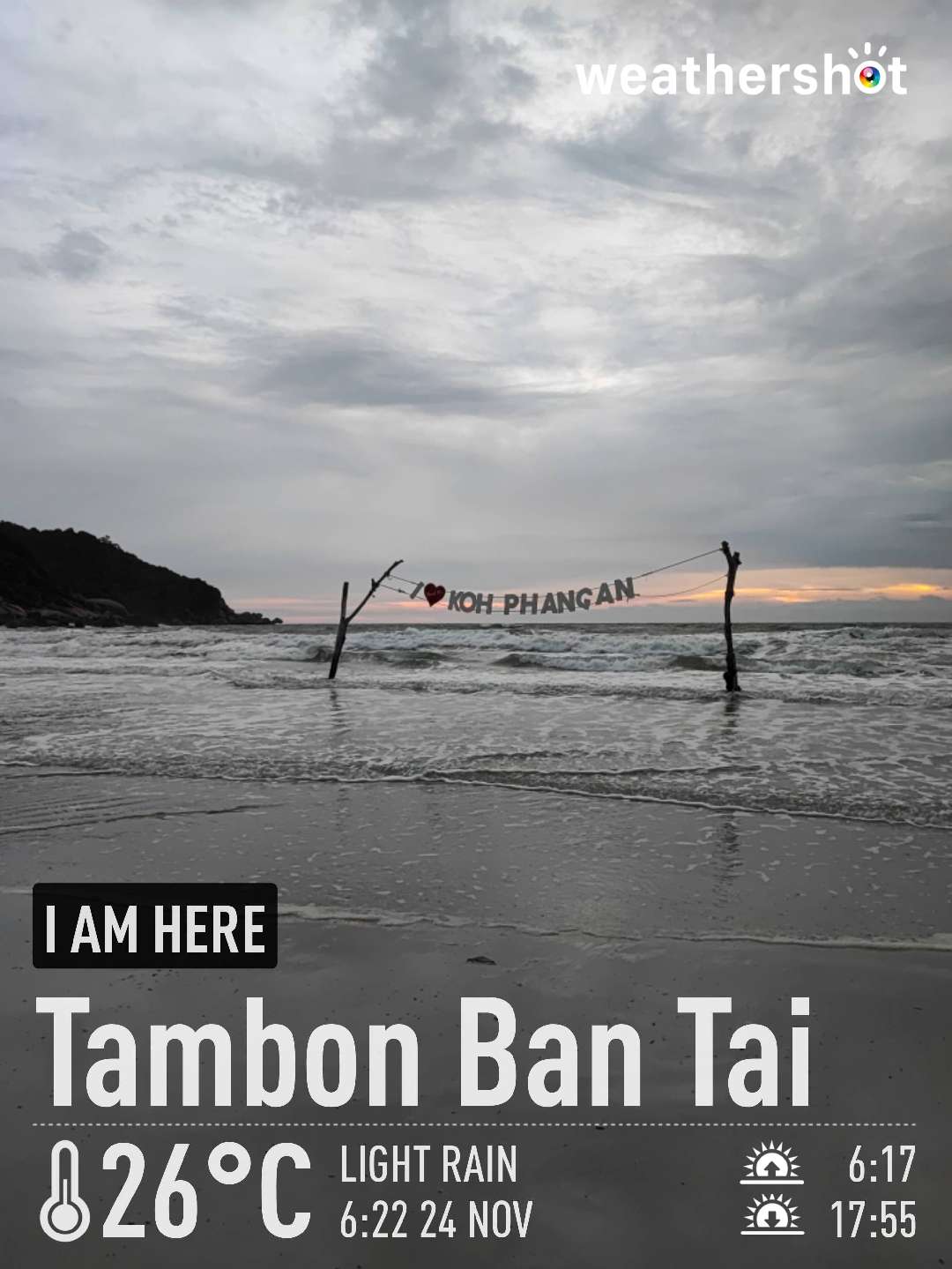 Rainy weather in Tambon Ban Tai, 26°C — November 24, 2021 (community photo)