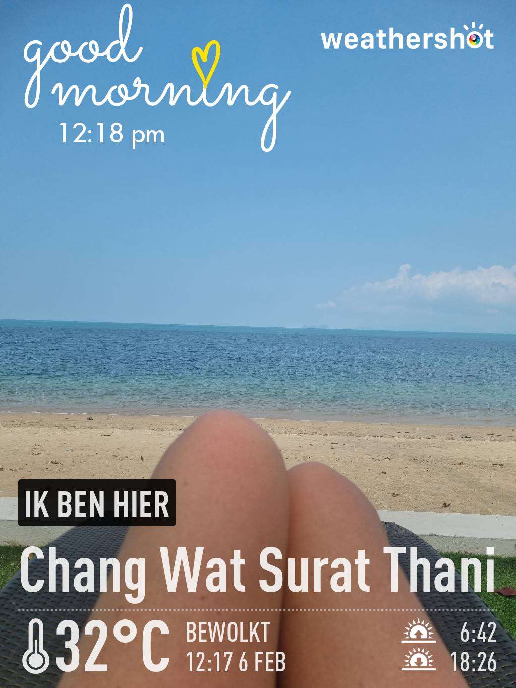 Cloudy weather in Chang Wat Surat Thani, 32°C — February 6, 2024 (community photo)