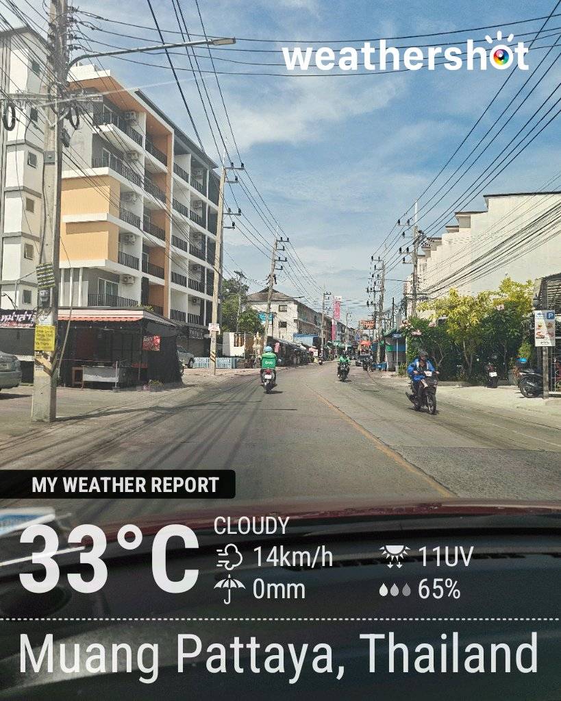 Cloudy weather in Muang Pattaya, 33°C — September 9, 2026 (community photo)