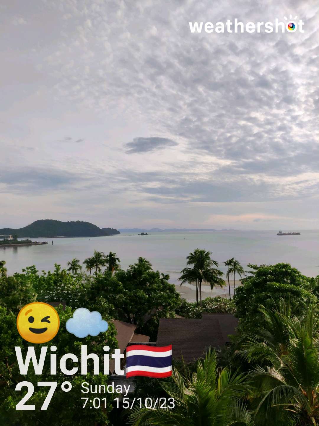 Cloudy weather in Tambon Wichit, 27°C — 15 ตุลาคม 2023 (community photo)