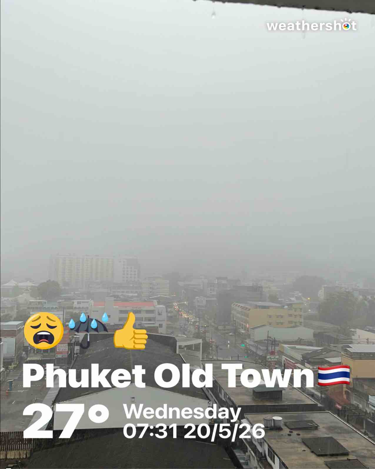 Rainy weather in Amphoe Mueang Phuket, 27°C — May 20, 2026 (community photo)