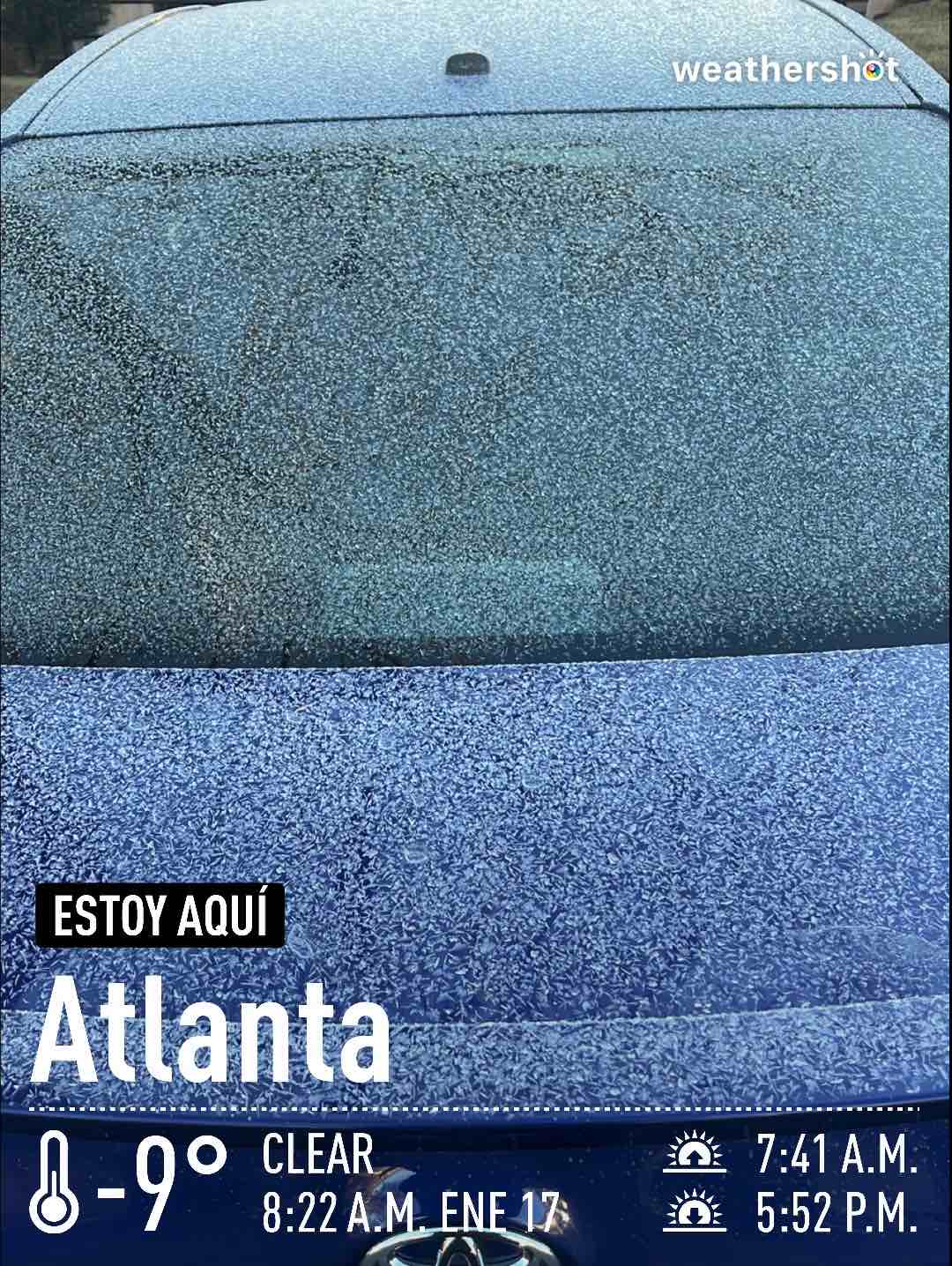 Weather in Atlanta, 16°F — January 17, 2024 (community photo)