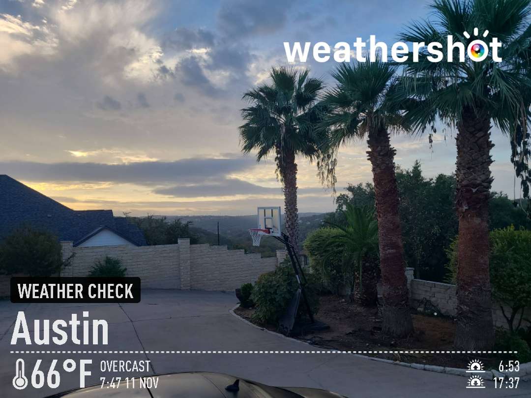 Cloudy weather in Austin, 66°F — November 11, 2022 (community photo)