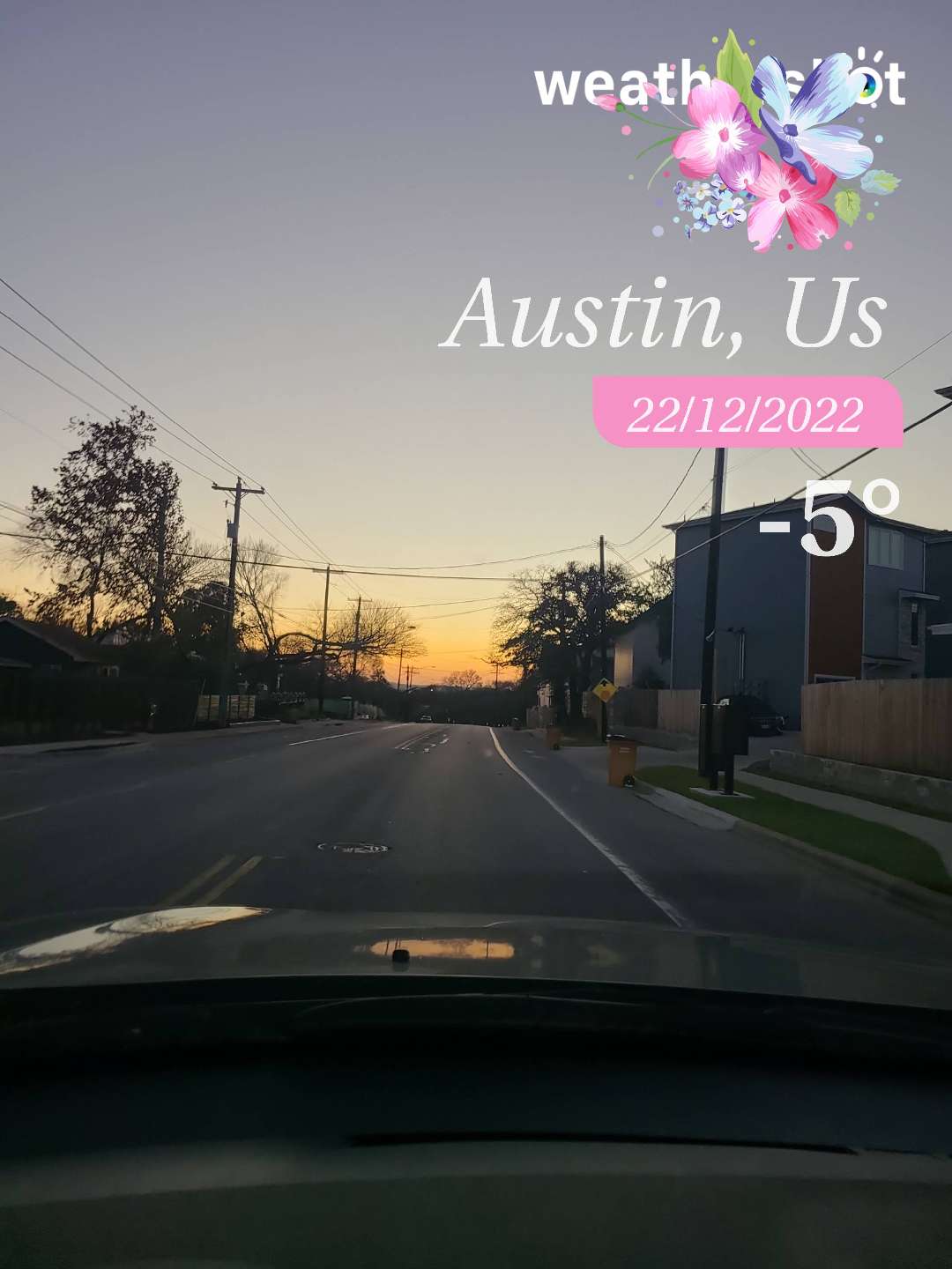 Weather in Austin, 23°F — December 22, 2022 (community photo)