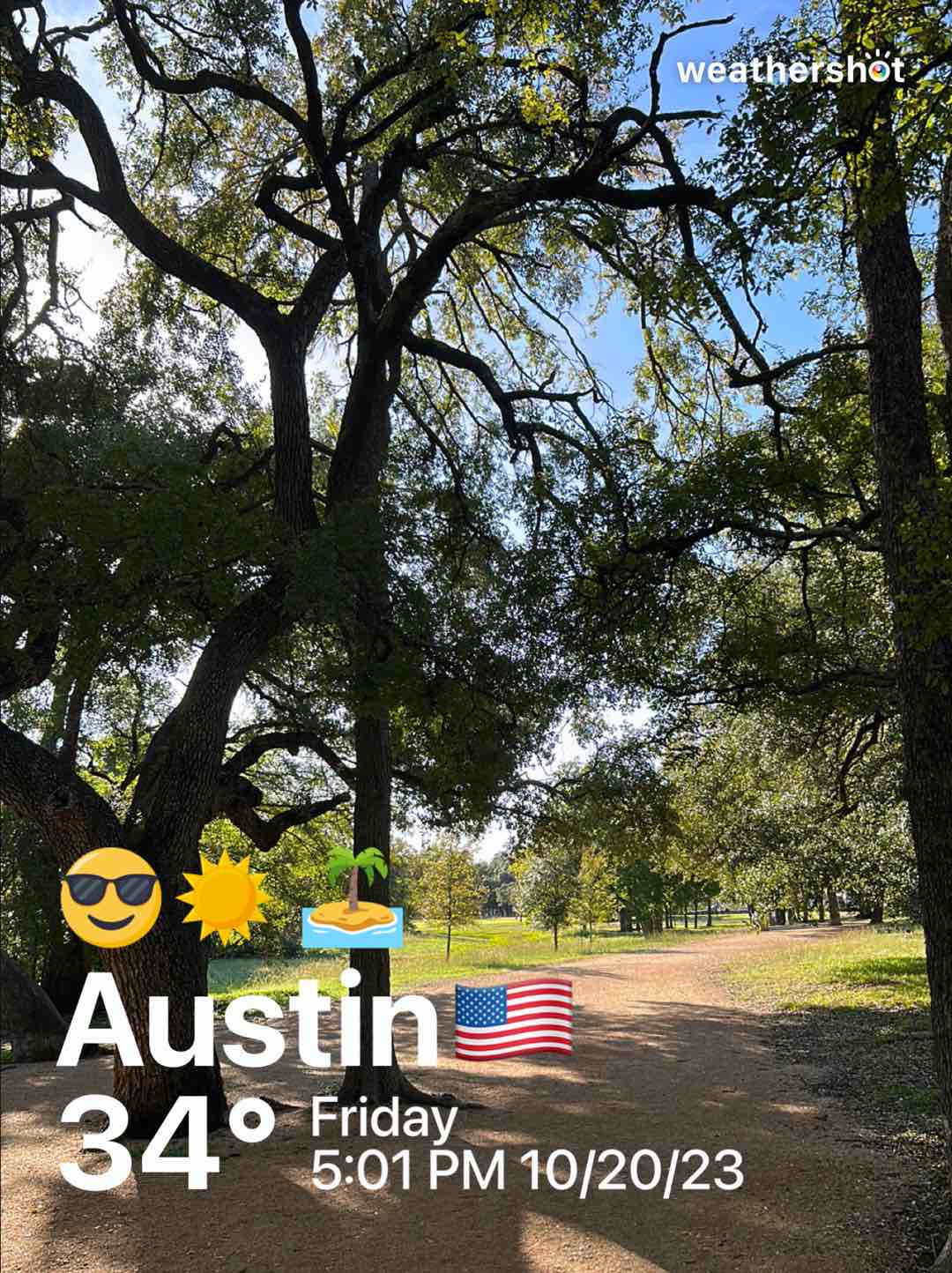Clear weather in Austin, 93°F — October 20, 2023 (community photo)