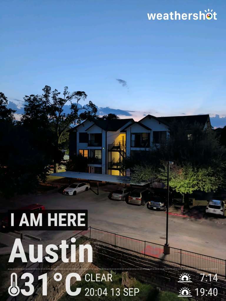 Clear night weather in Austin, 88°F — September 13, 2025 (community photo)