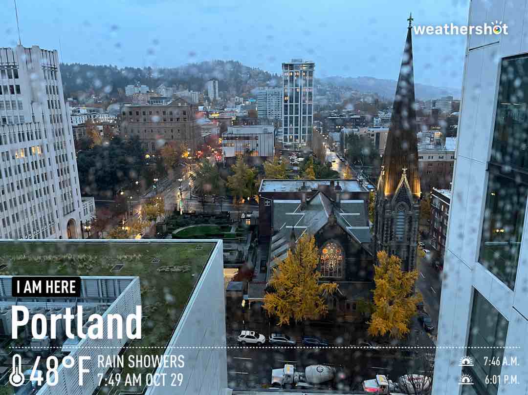 Rainy weather in Portland, 48°F — October 29, 2021 (community photo)