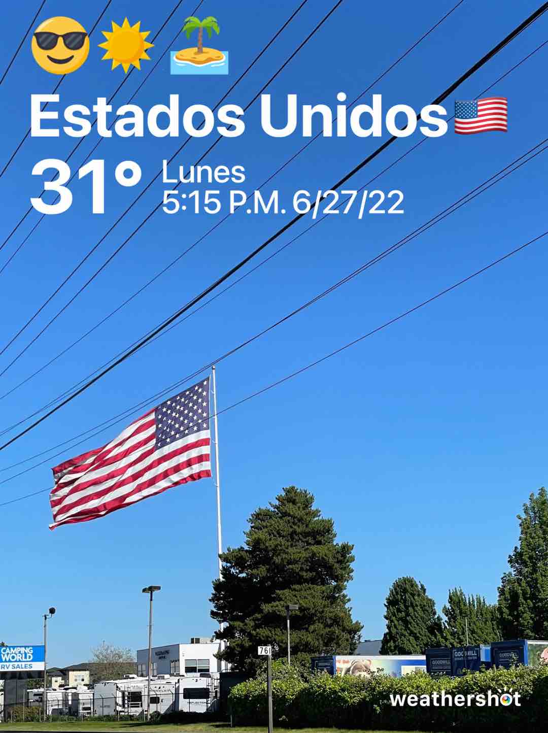 Clear weather in Hillsboro, 88°F — June 27, 2022 (community photo)
