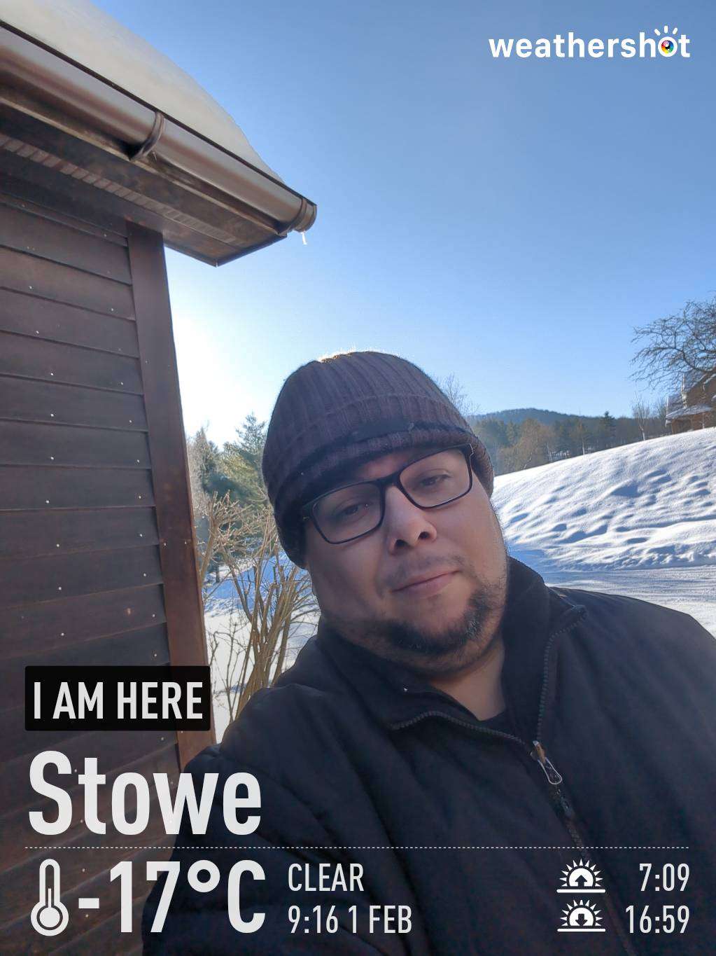 Sunny weather in Stowe, 1°F — February 1, 2023 (community photo)