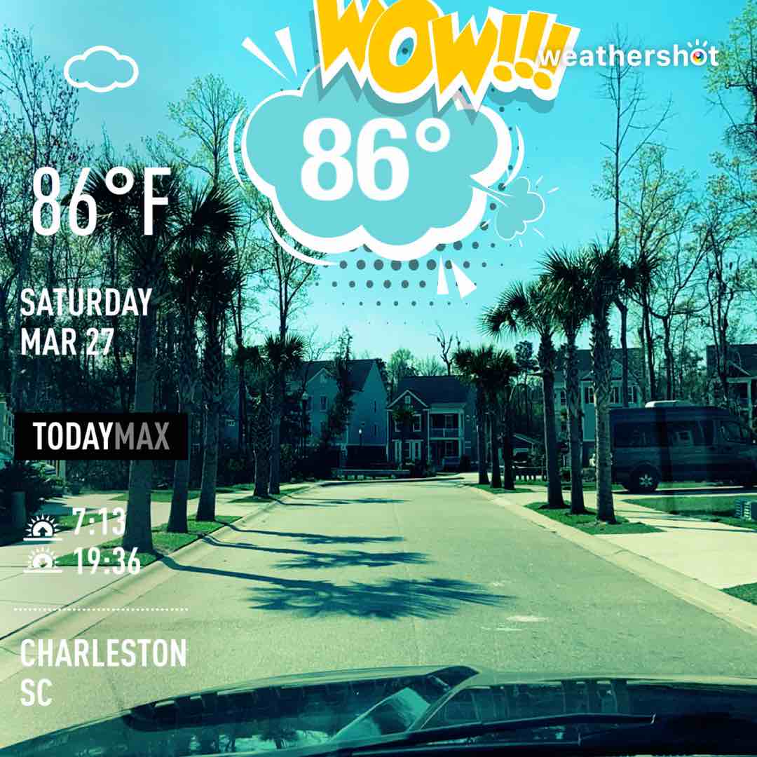 Cloudy weather in Charleston, 70°F — March 27, 2021 (community photo)