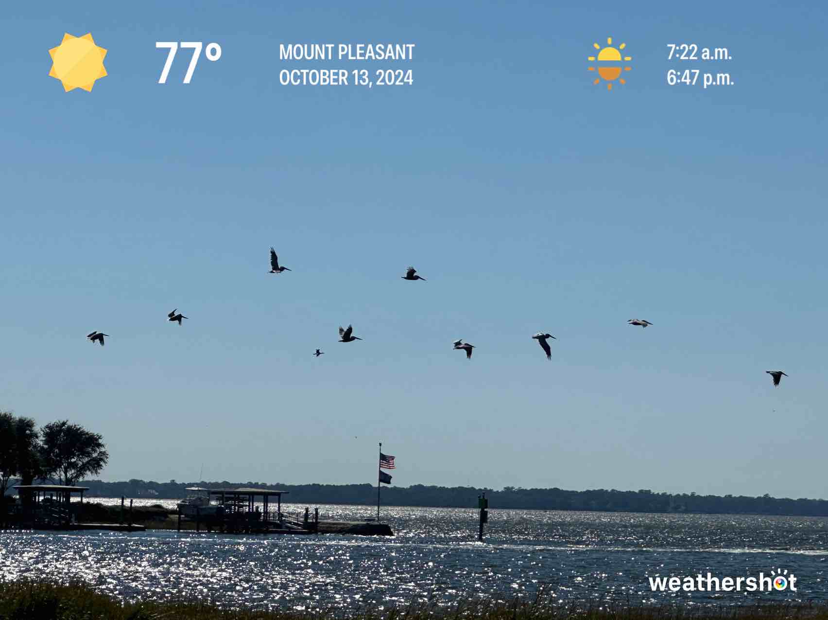 Clear weather in Mount Pleasant, 77°F — October 13, 2024 (community photo)