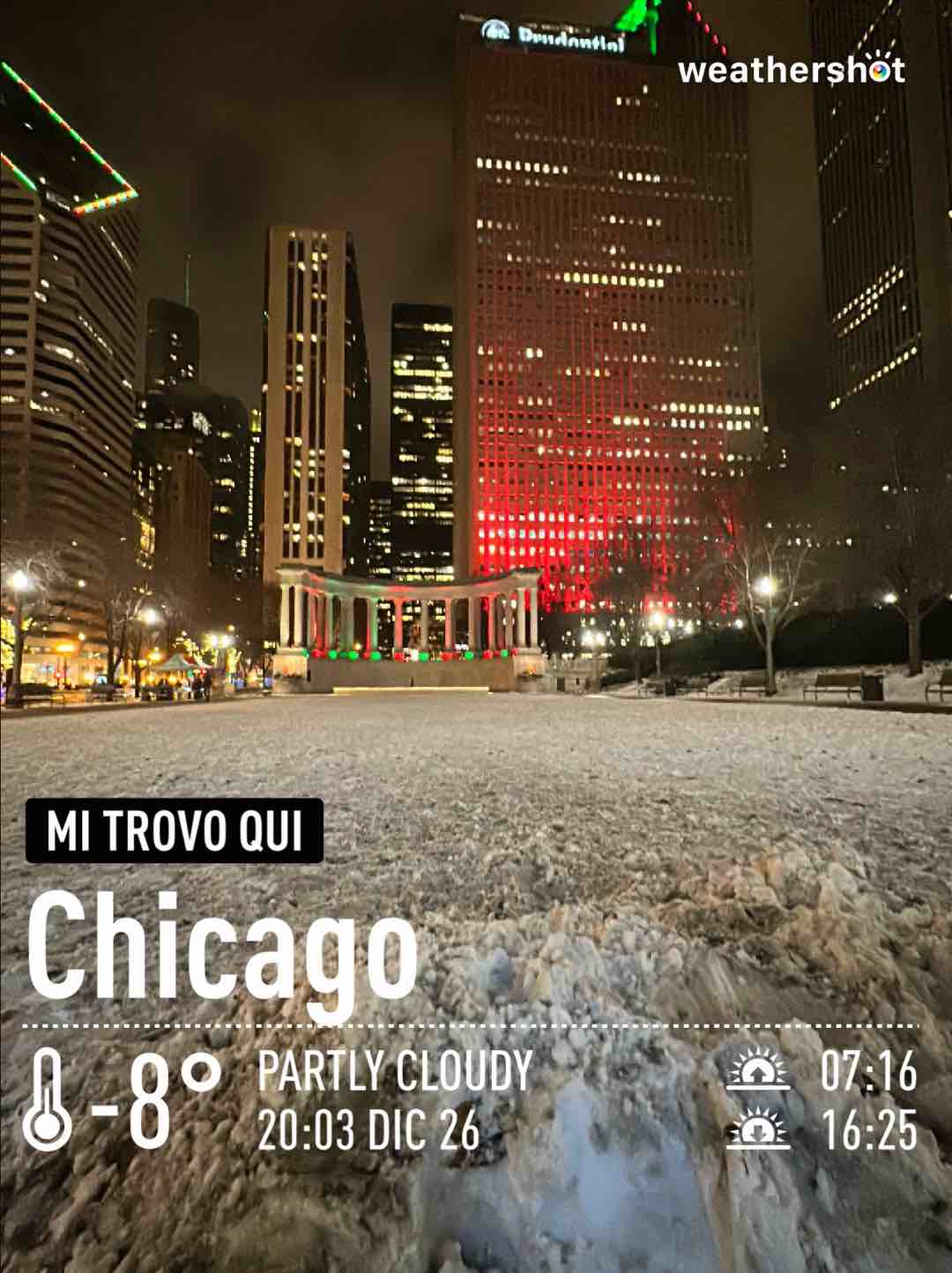 Weather in Chicago, 16°F — December 26, 2022 (community photo)