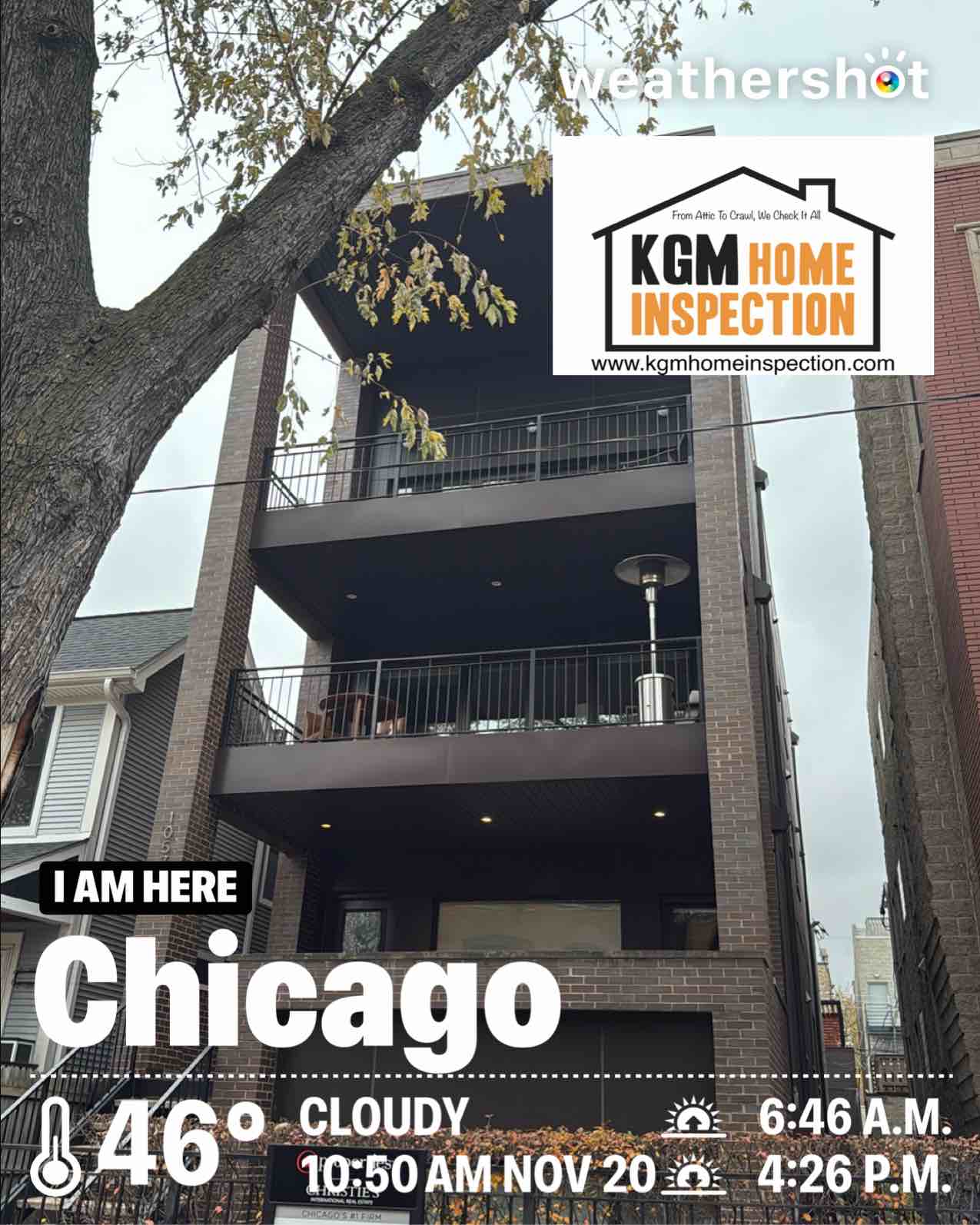 Cloudy weather in Chicago, 46°F — November 20, 2025 (community photo)