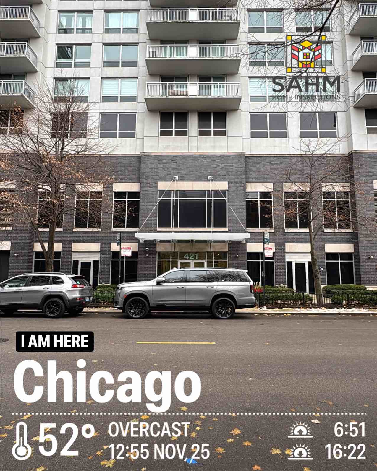 Cloudy weather in Chicago, 52°F — November 25, 2025 (community photo)