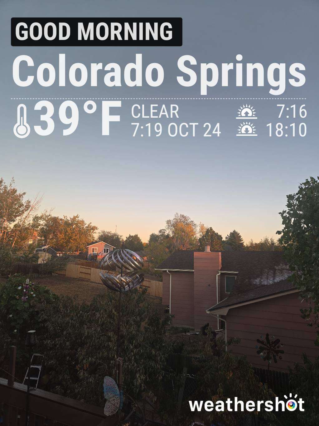 Sunny weather in Colorado Springs, 39°F — October 24, 2024 (community photo)