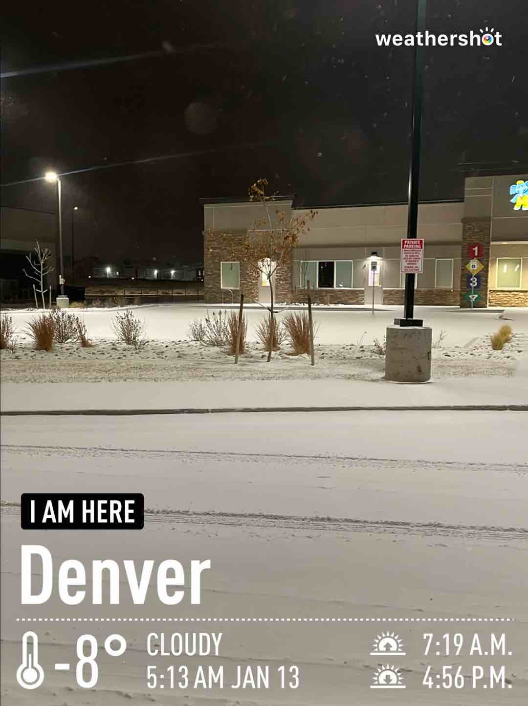 Cloudy weather in Denver, -8°F — January 13, 2024 (community photo)