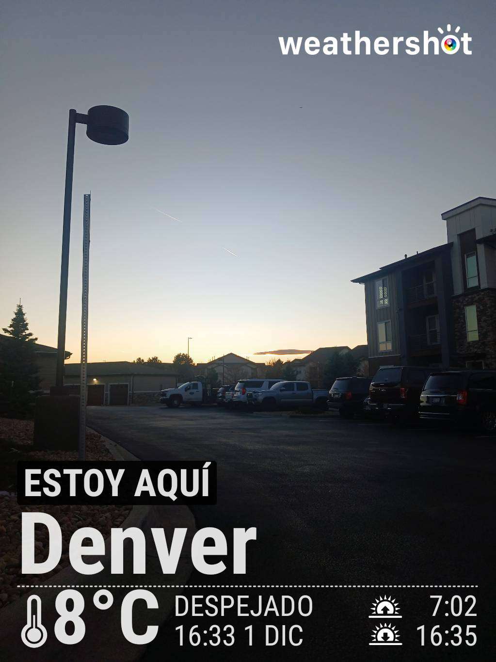 Sunny weather in Denver, 46°F — December 1, 2024 (community photo)