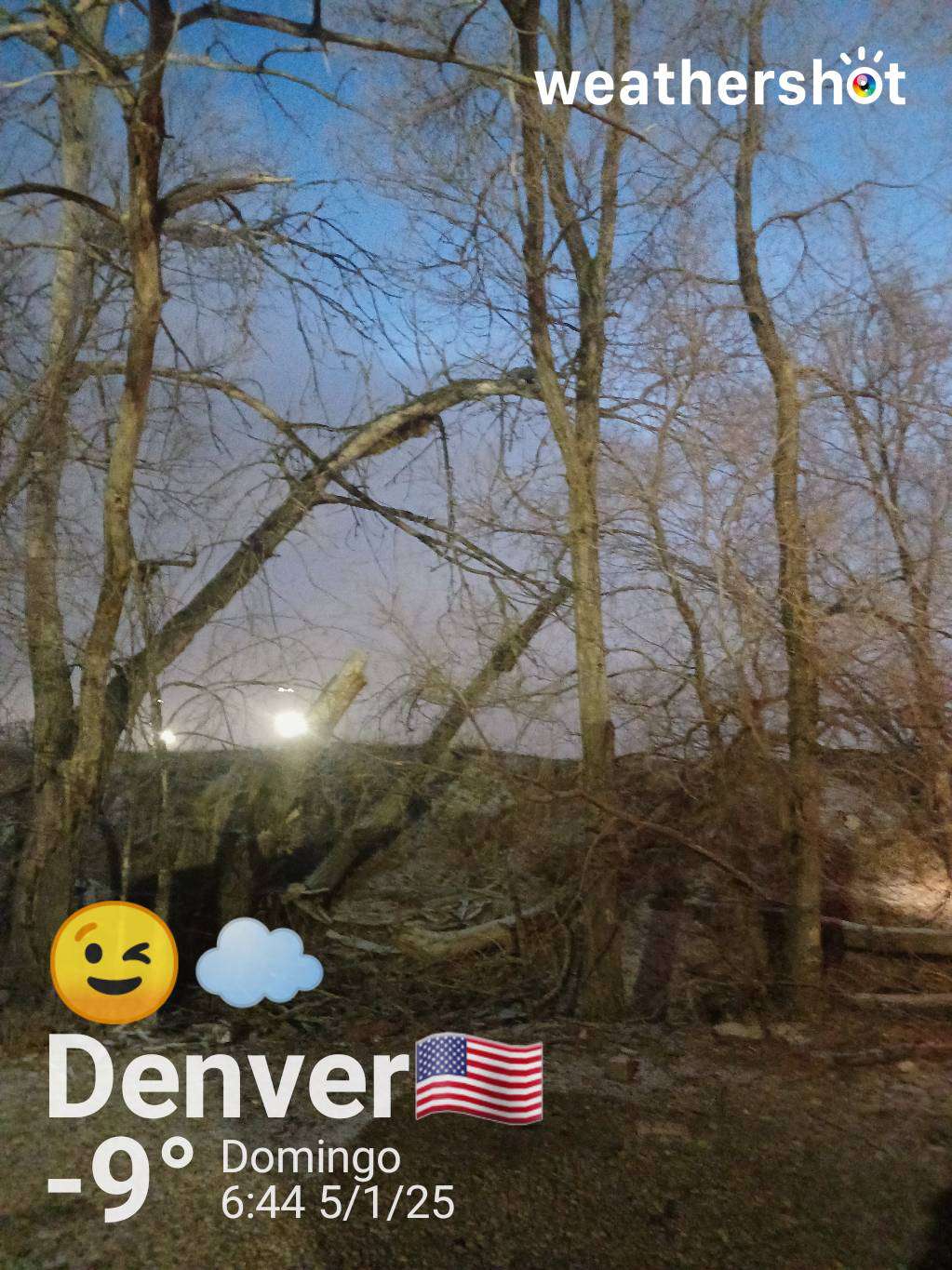 Cloudy night weather in Denver, 16°F — January 5, 2025 (community photo)