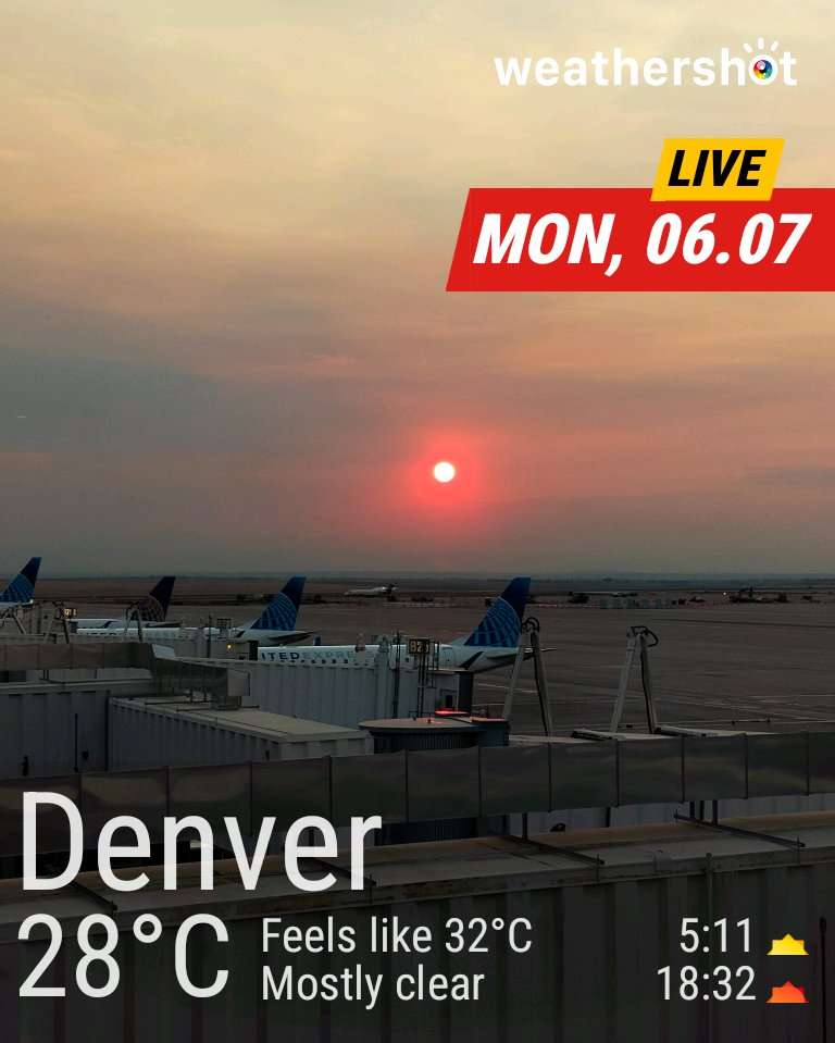 Clear night weather in Denver, 82°F — July 6, 2026 (community photo)