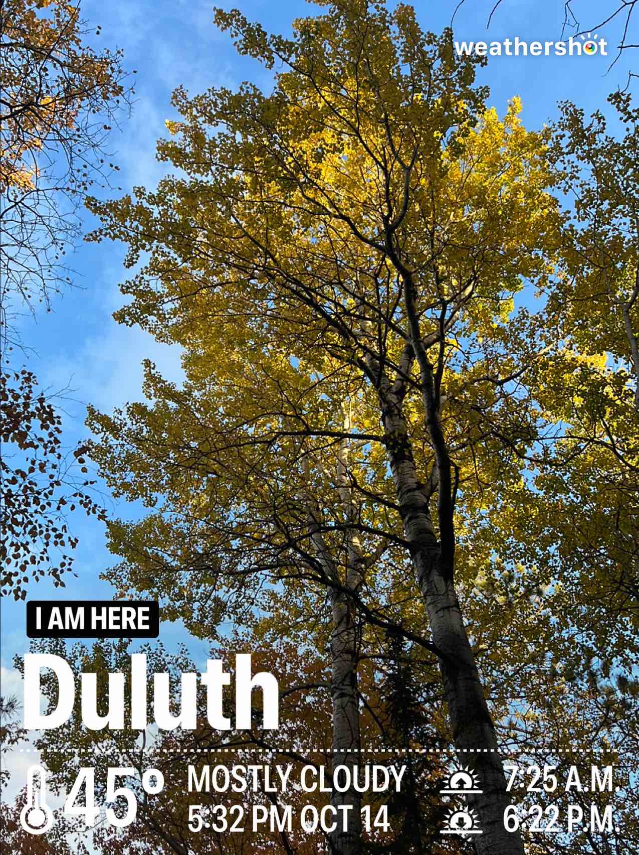 Weather in Duluth, 45°F — October 14, 2024 (community photo)
