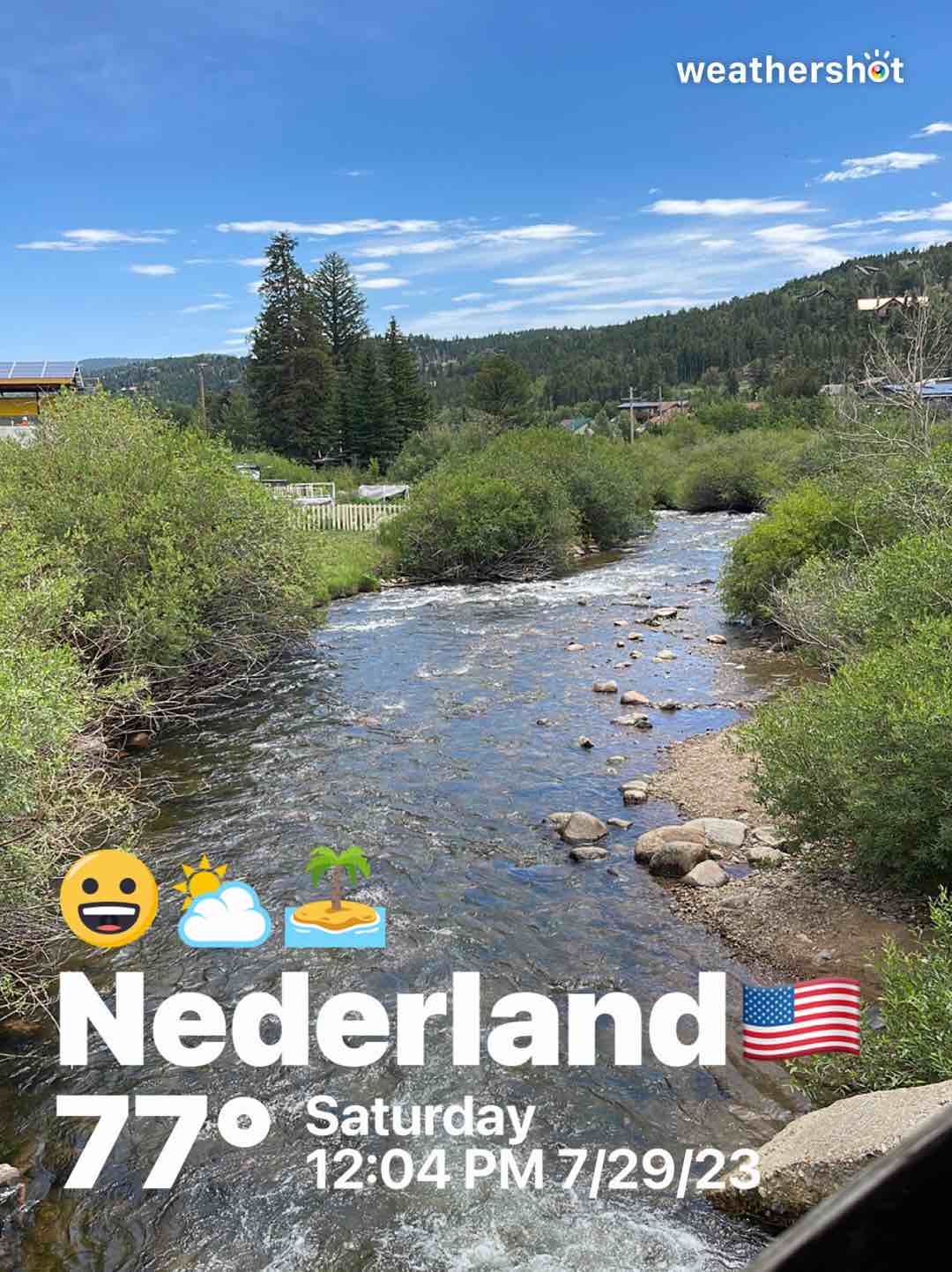 Partly cloudy weather in Nederland, 77°F — July 29, 2023 (community photo)