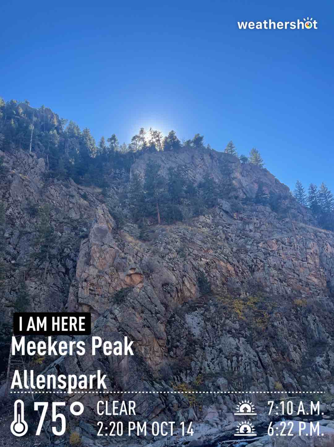 Clear weather in Boulder, 75°F — October 14, 2022 (community photo)